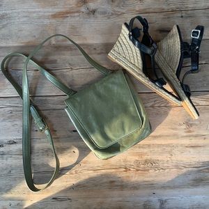 HOBO Olive Green Crossbody Leather Bag
